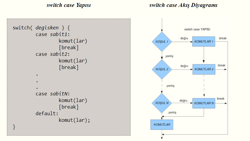 Switch case kullanımı