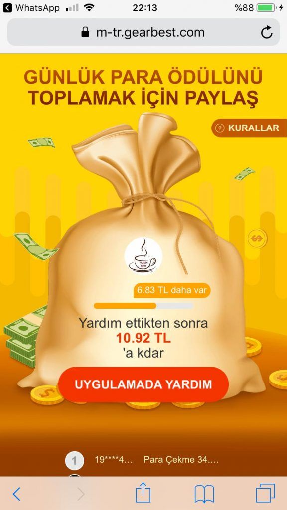 gearbest uygulamada yardım