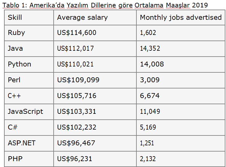 Amerika'daki yazılım geliştirici maaşları