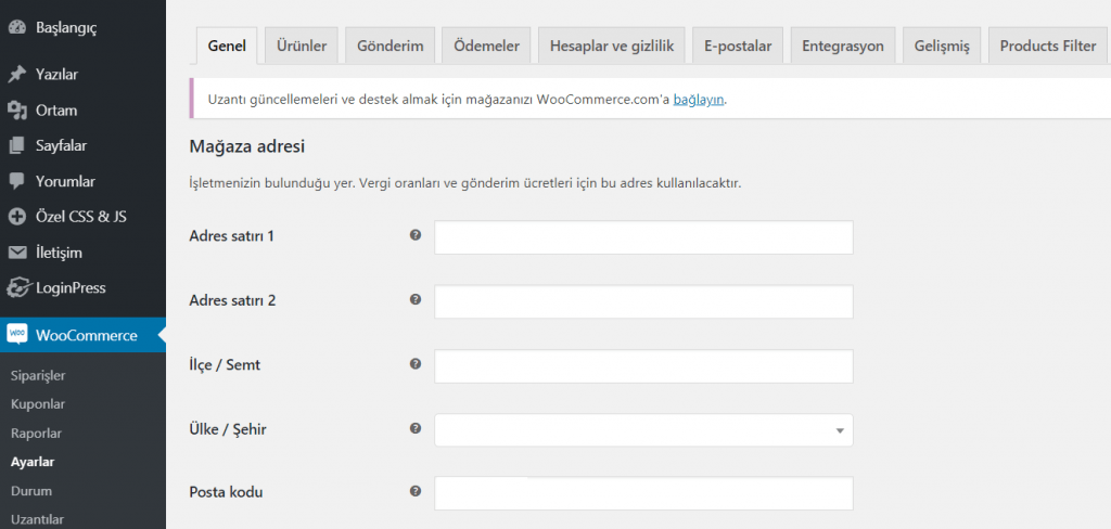 Woocommerce ile ticaret sitesi kurmak