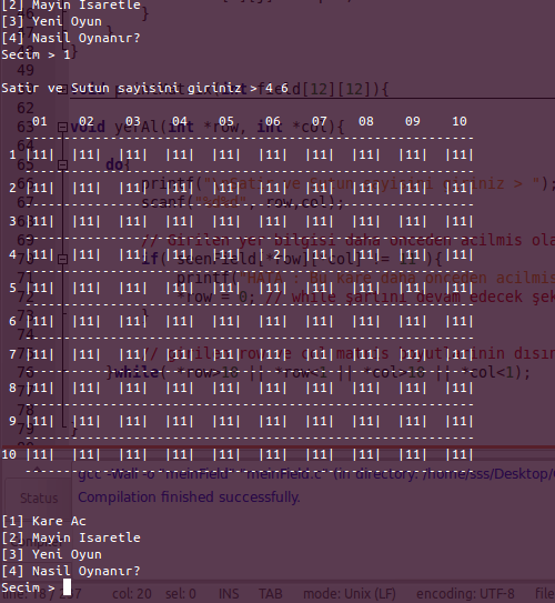 c programlama dilinde mayın tarlası oyunu yapımı