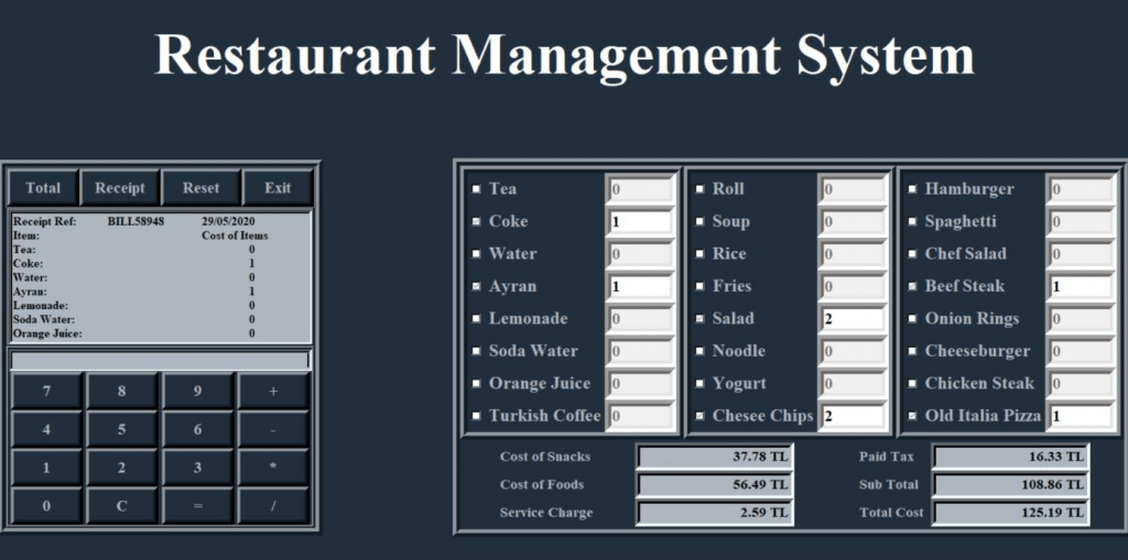 python restorant yönetim sistemi