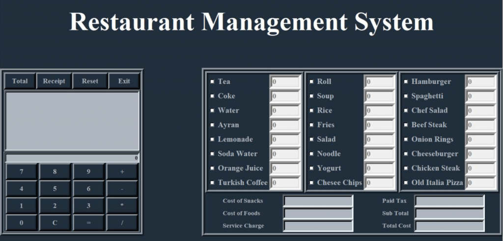 Python ile restorant yönetim sistemi